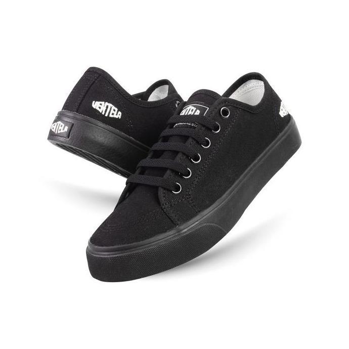 Sepatu Ventela Alpha Low Wanita  Pria Casual Shoes Ventela Official Canvas Black Putih Sneakers full