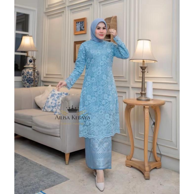 Free Ongkir Ai- Kebaya Tunik Brukat Modern Mix Songket- Baju Kebaya Modern - Kebaya Pesta - Kebaya M