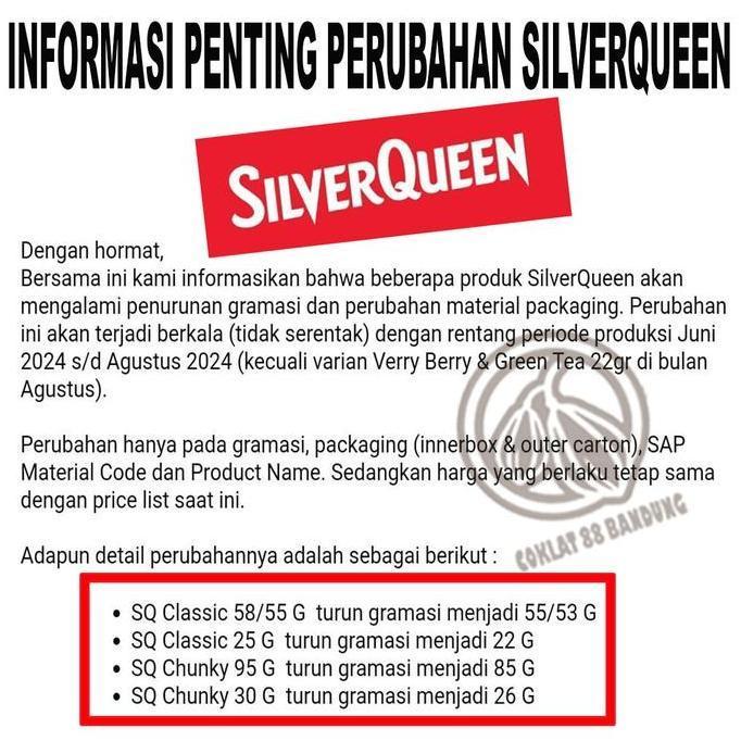 SILVERQUEEN 22gr ex 25 GR X 30 PCS CHOCOLATE, COKLAT SILVER QUEEN 3 BOX ISI 30 X 22GR 25 gram ALMOND