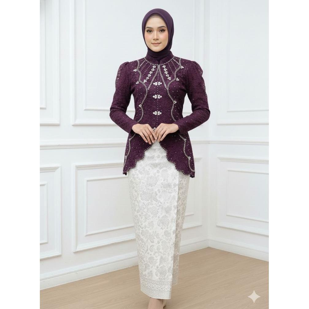 Best Seller Kebaya Maryam Free Hijab!!! Kebaya Modern Full Payet/Kebaya Wisuda/Kebaya Lamaran/Kebaya