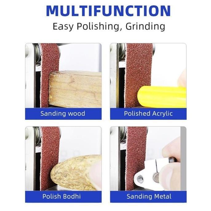 Sale CodDesktop Grinder Mini Electric Belt Sander Diy Polishing Machine Mesin Amplas Genggam Alat Di
