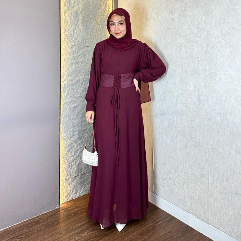 Diskon Lively Long Dress Kondangan Gamis Pesta Seragam Bridesmaid Gaun Prewedding Baju Muslim Polos 