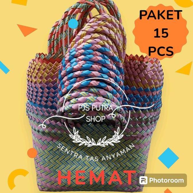 tas anyaman LURIK Medium 27x12x24cm /PAKET 15 PCS tas belanja/kantong sembako/ tas hampers lebaran