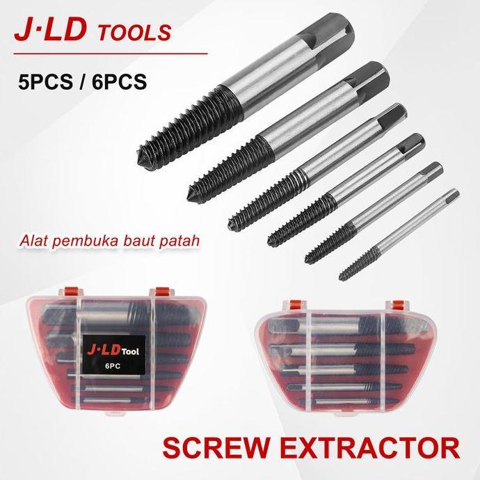 Erikasyafa - JLD Alat pembuka baut patah 5pcs/6pcs Screw extractor Set mata bor pembuka baut patah a