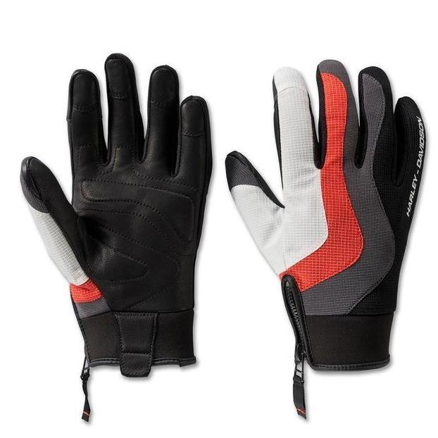 TERLARIS GLOVE HARLEY DAVIDSON MEN'S DYNA KNIT MIXED MEDIA BLACK BEAUTY & HH RISK RED 98172-24VM
