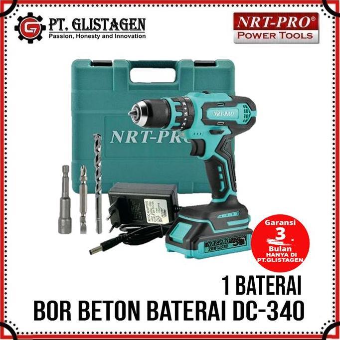Murah Nrt-Pro Bor Cordless Impact 20V 340Dc Set 1Baterai Bor Baterai Beton Tembok 20 V