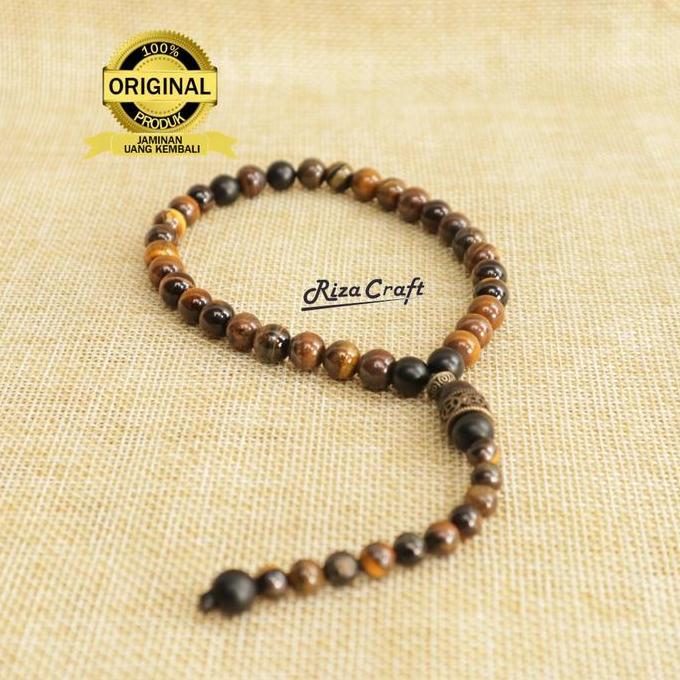 Tasbih Batu ASLI Tiger Eye Akik Natural Original 33 Butir
