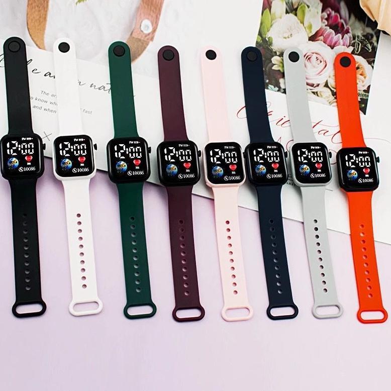 exclusive littlefeliz ja07 jam tangan led digital pria wanita rubber electronic fashion couple anak 