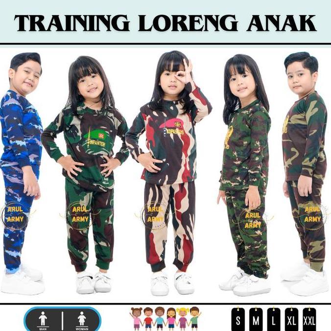 BAJU KAOS TRAINING ANAK TRAINING LORENG TNI ANAK SETELAN TRAINING LORENG ANAK BAJU ANAK KAOS ANAK KA