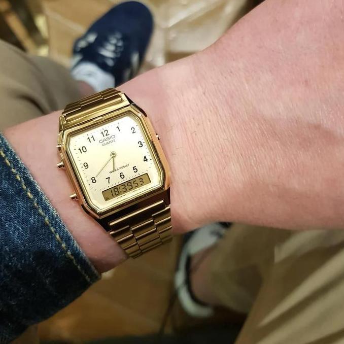 CASIO AQ-230GA-9BMQ Jam Tangan Unisex Pria Wanita AQ230GA Gold AQ-230GA-9B AQ 230GA 9BMQ