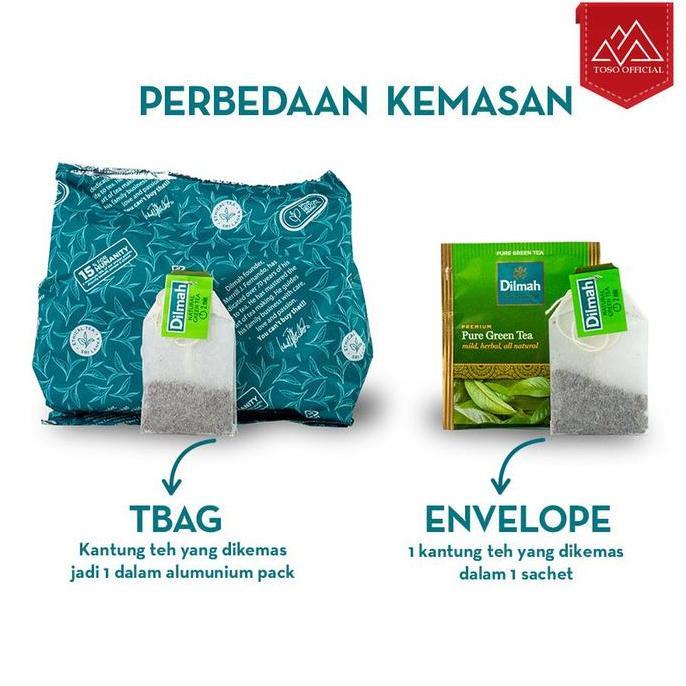 TEH DILMAH PURE GREEN TEA NO ENVELOPE 20 DILMAH TEA TAG TBAG TEH CELUP