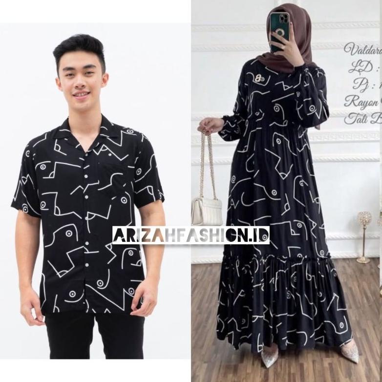 Hot Setelan Gamis Dan Kemeja Rayon Motif Terbaru | Gamis Couple Kemeja | Couple Baju Pasangan Gamis 