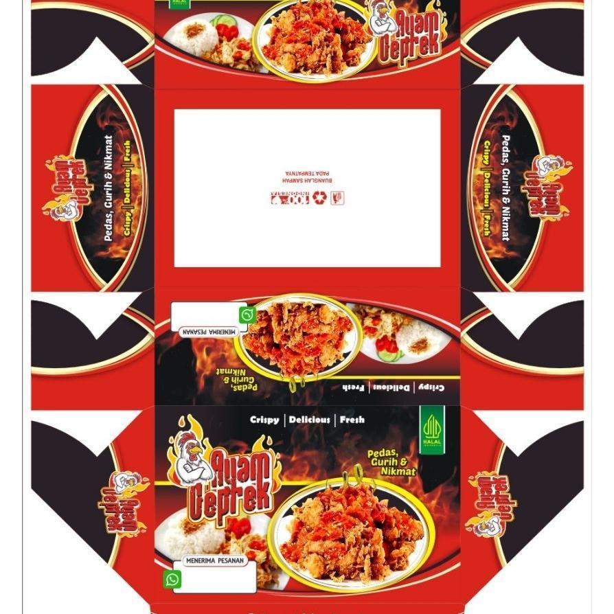 100 Lembar Box Ayam Geprek Motif / Kemasan Ayam Geprek Ukuran 1015,56 Cm / Kertas Ayam Geprek / Kard