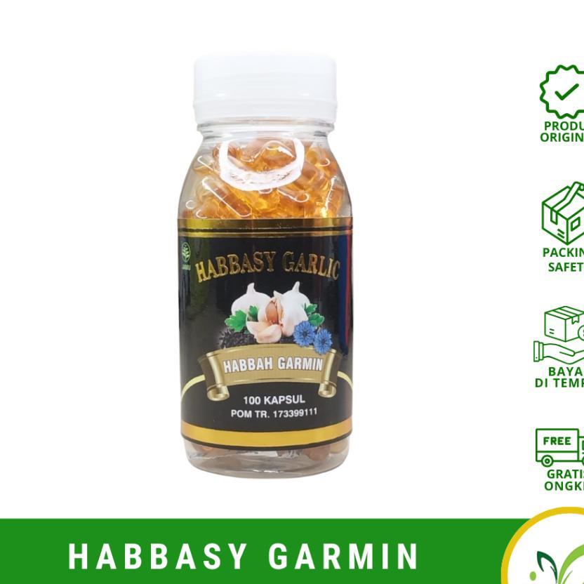 Habbasyi Garlic | Habbatussauda | Habbah Garmin Isi 100 Kapsul | Bpom Habbatussauda Plus Garlic