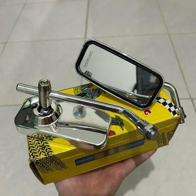Evajayamandiri - Spion Kotak Day Crome Copy Daytona Kaca Putih Cembung Drat 12 Yamaha & Drat 14 Hond