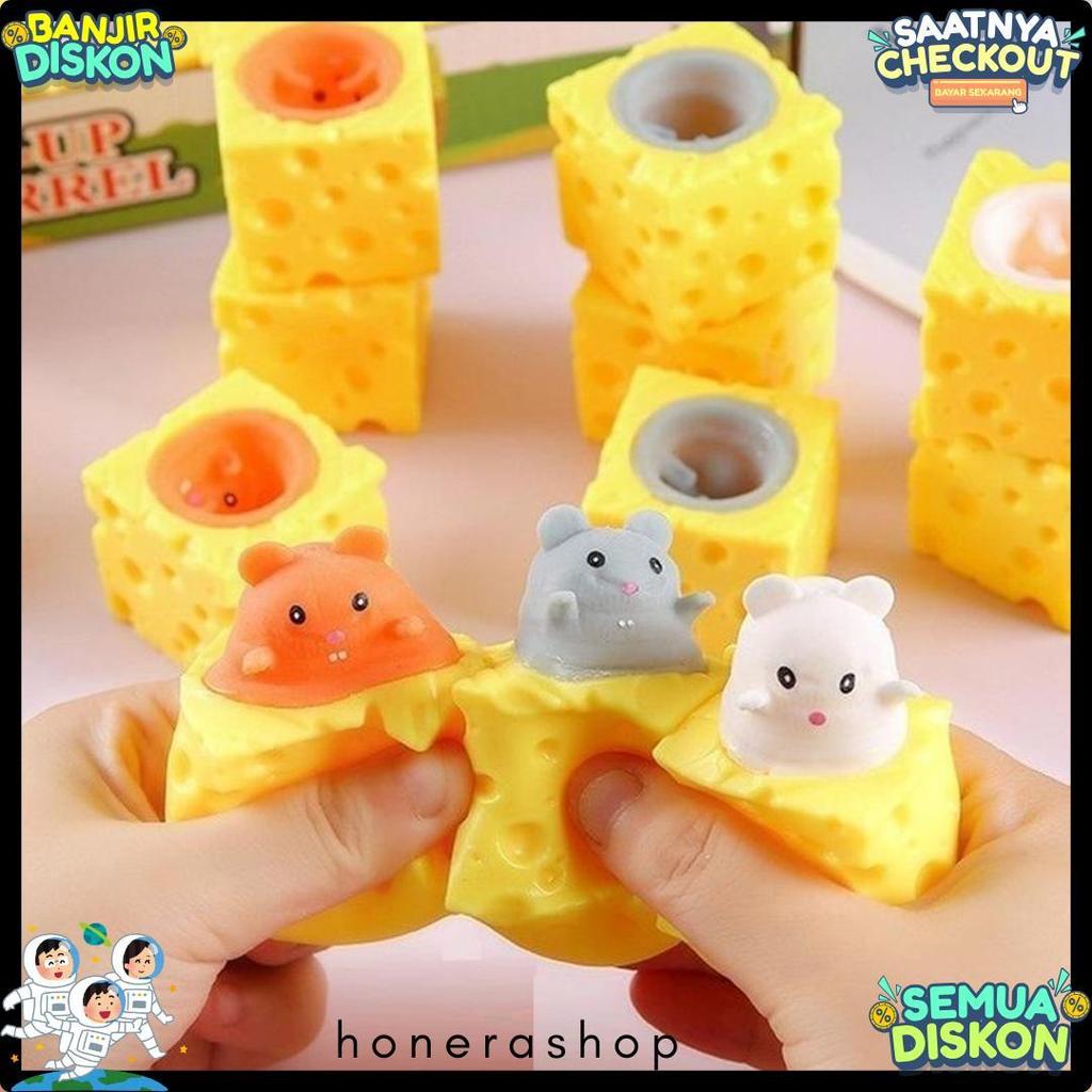 Exclusive Mainan Pop It Squishy Karet Silikon Keju Tikus / Mainan Squishy Tikus Keju Karet Silikon P