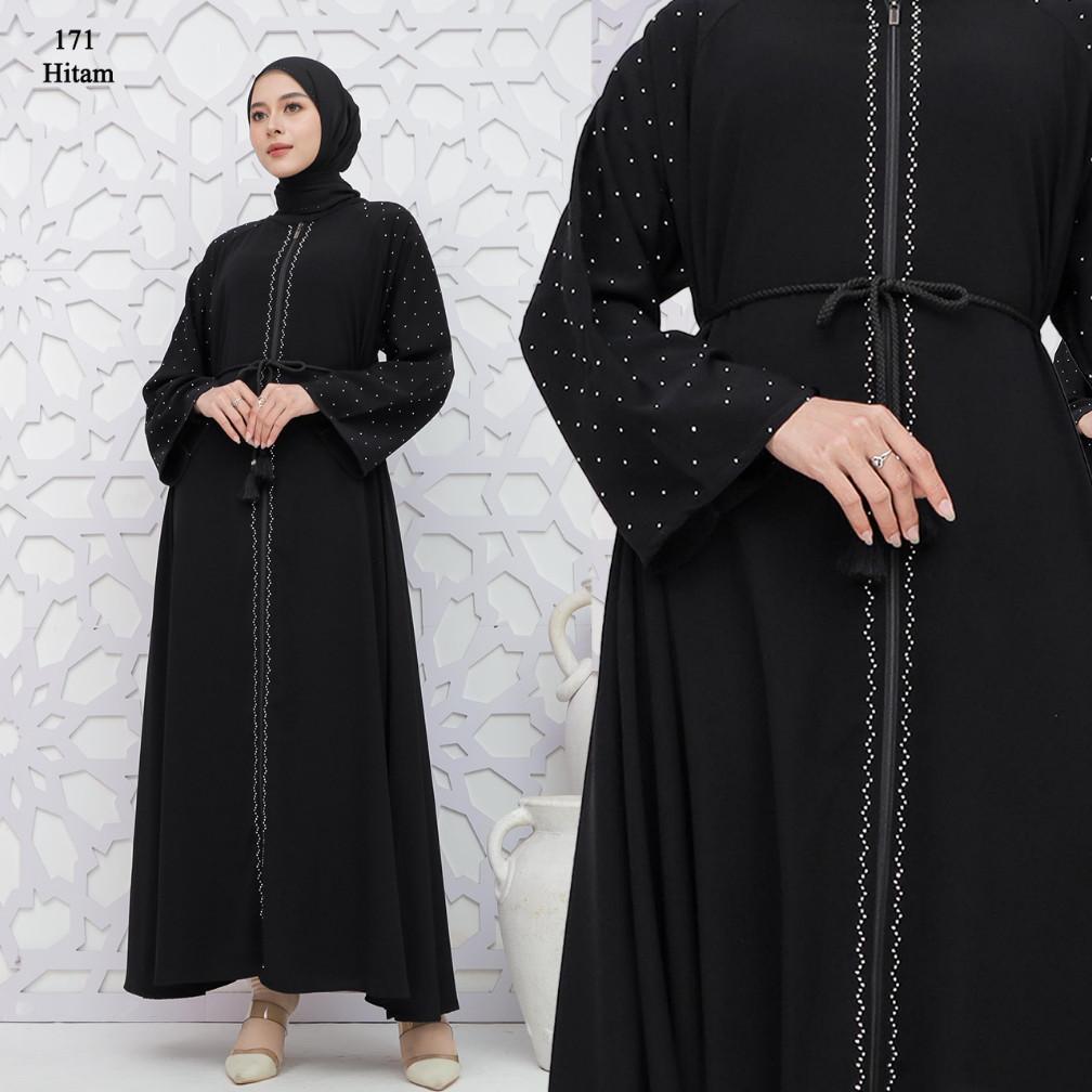 HOT ABAYA JETBLACK HITAM PEKAT JETBLACK PREMIUM FULL SLETING GAMIS OUTER SYARI MUSLIMAH REMAJA UNTUK