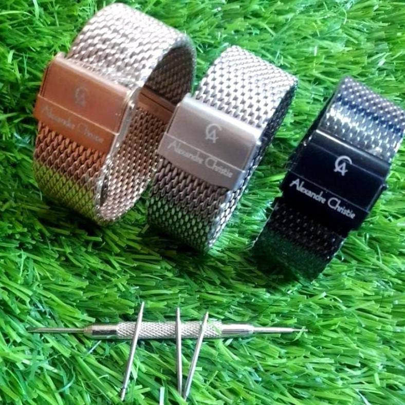 Strap Jam Tangan Alexandre Christie Rantai Mesh Pasir Stainless Stell Solid tali jam Alexandre Chris