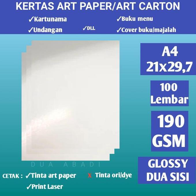 Kertas art carton/art paper 190 gsm isi 100 lembar A4
