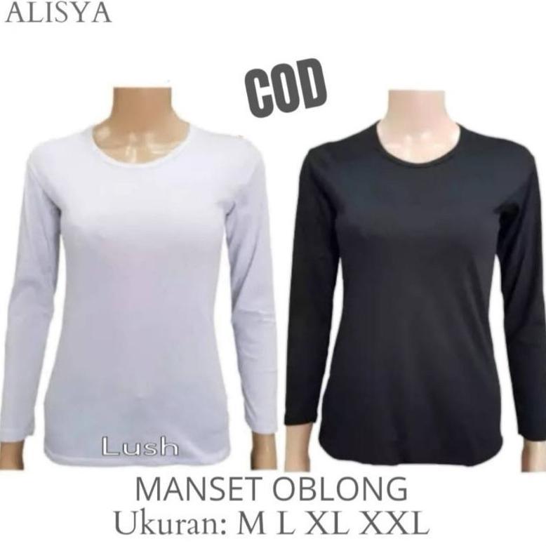 DISKON Manset Lengan Panjang Wanita Kerah Oblong / Manset Dalaman Wanita Bahan Kaos/ Manset Kaos