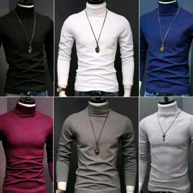 kaos rib Turtleneck premium/krah tinggi lengan panjang/sweter polos Rib rajut pria wanita Turtleneck