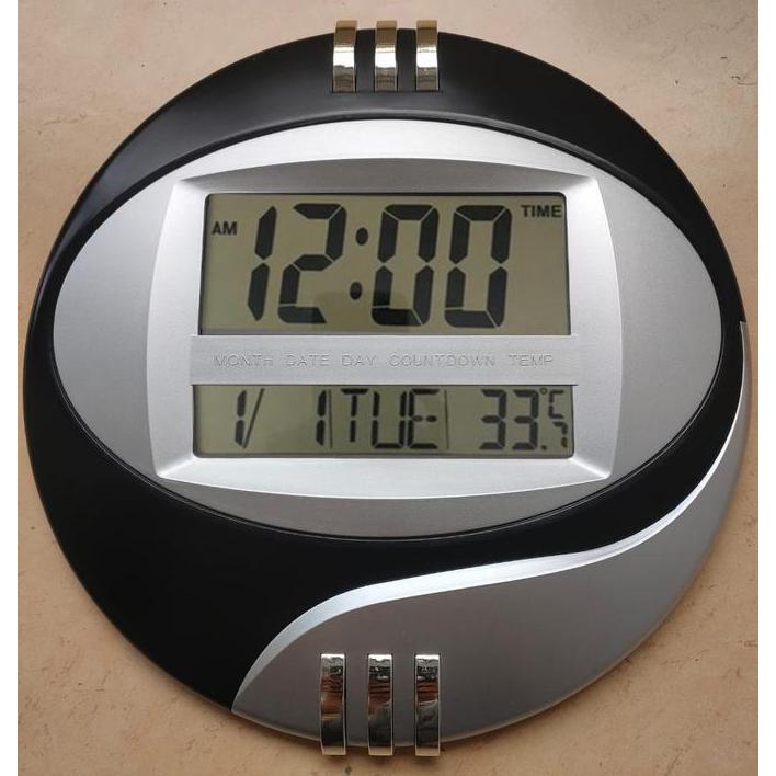 Jam Dinding Digital Esa 3806 T - Jam Digital Bulat - Fitur Lengkap