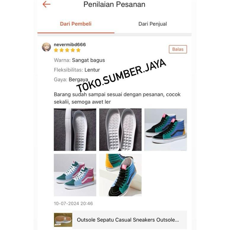 URBANESPACE OUTSOLE SEPATU CASUAL SNEAKERS OUTSOLE ALAS BAWAH VANS KETS TPR DAN KARET CLASSIC 8 SIZE