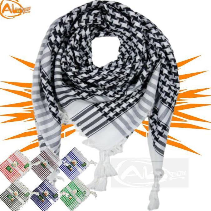 Rotazione- Sorban Shemagh Surban Arab Almina Motif Kotak Jagung Sorban Rumbai Ronce Grosir Berkualit