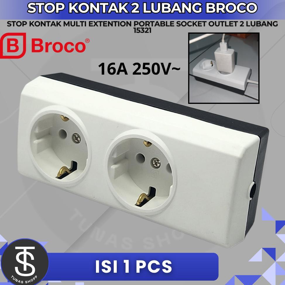 Stop Kontak 2 Lubang Broco 15321/ Stop Kontak 2 Lubang Broco 15321 / Stop Kontak Broco 2 Lubang / St