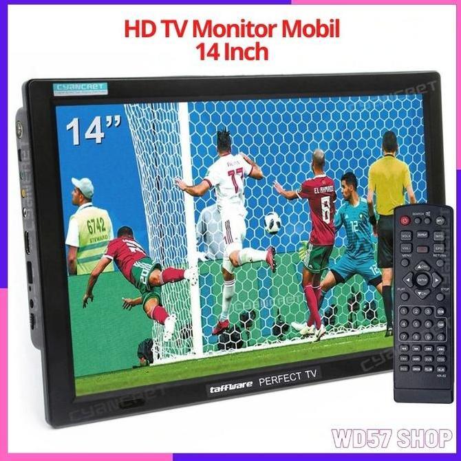 Tv Lcd Led Mobil Monitor HD TV Monitor 14 Inch T2 Analog USB Remote Control Mini Rechargeable Portab