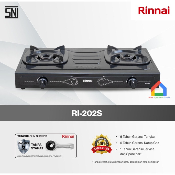 Kompor Rinnai 2 Tungku Ri 202 S / Rinnai Kompor Gas Ri202S