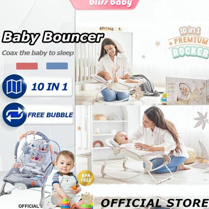 Bouncer Bayi Ayunan Bayi 10in1 Premium Kursi Goyang Manual & Otomatis Bouncer Bayi To Up 25 kg Ayuna