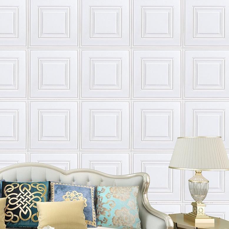 original paus biru - wallpaper 3d foam / wallpaper dinding 3d motif kotak/wallfoam kotak 4mm mt2