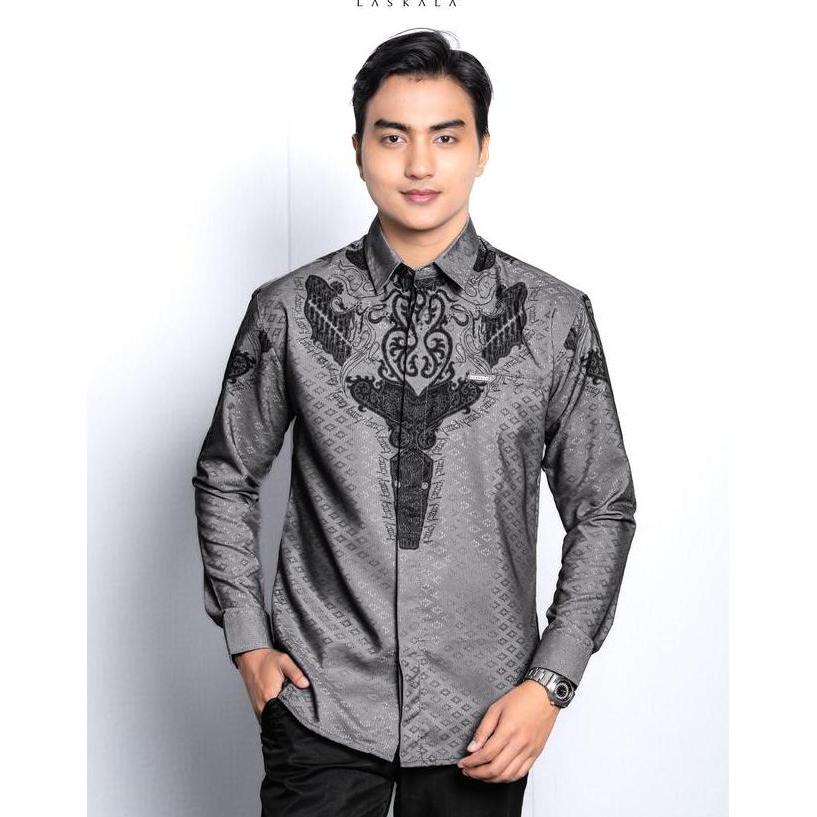 Laskala Batik Gorga Kemeja Batik Pria Slimfit Lengan Panjang