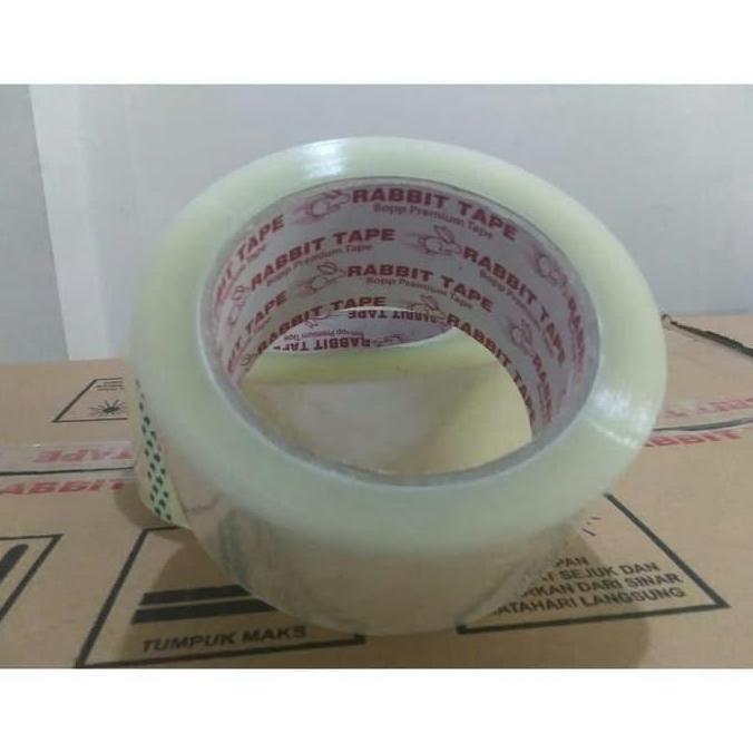 Lansungkirim- [Dus] Lakban Bening 2 Inch X 100Yard / Lakban 100 Yard Rabbit Tape Ok