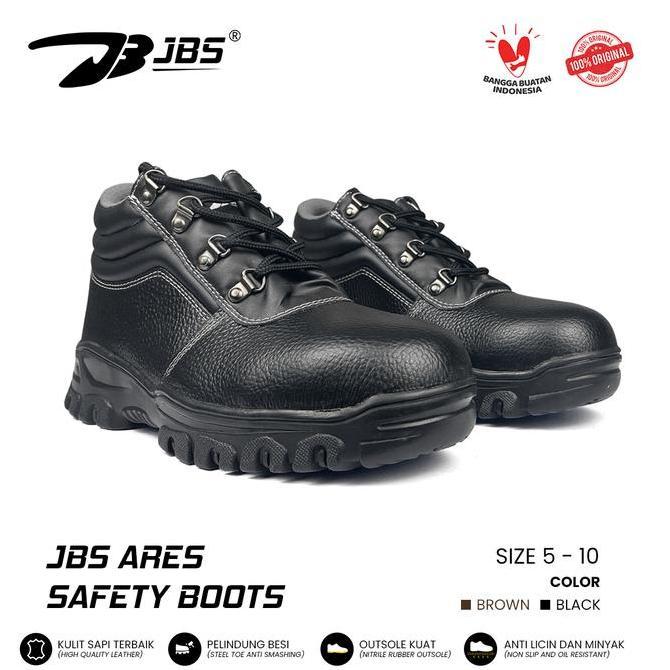 PROMO Sepatu safety JBS ARES / Sepatu Steel Toe Kulit Hitam Shoes Boots  Pria Tahan Benturan elegan 