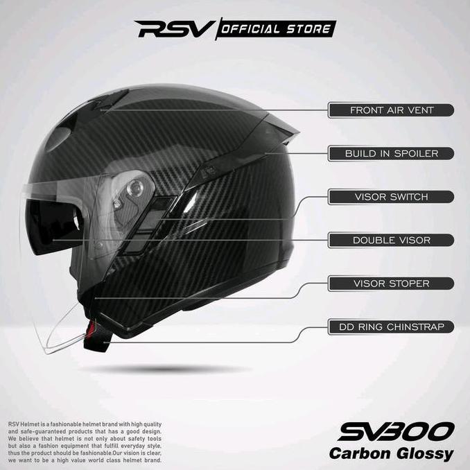 NEW HELM RSV SV300 CARBON GRAPHIC DOUBLE VISOR HELM HALF FACE ORI