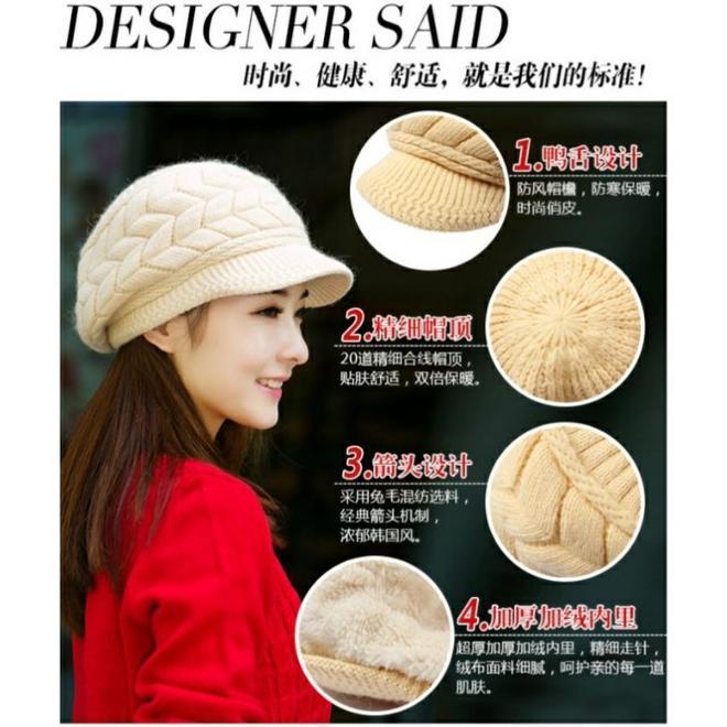 Topi Rajut Korea Topi Hijab Topi Wool Hangat Wanita Impor Murah