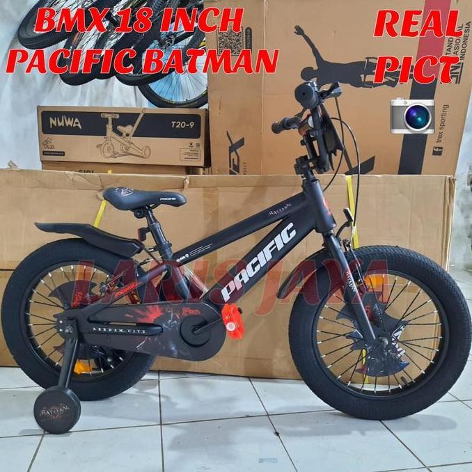 Pacific Sepeda Anak Laki-laki BMX 18 Inch Batman 3.0 Frame Besi Velg Hitam Ban Jumbo 3.0 JUMBO Stem 