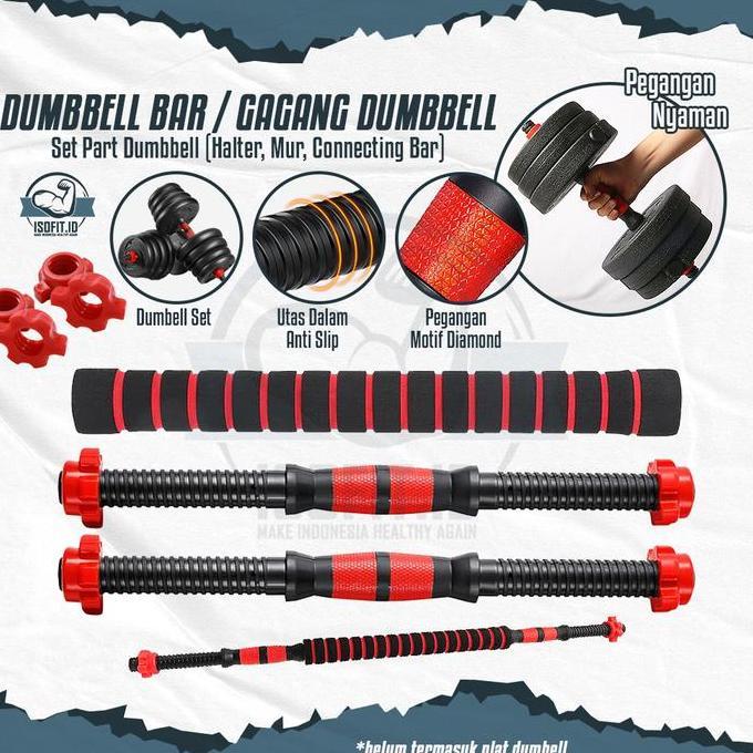 Whygym- Isofit Part Dumbell Set / Dumbell Bar / Gagang Dumbell / Mur Pengunci Dumbell