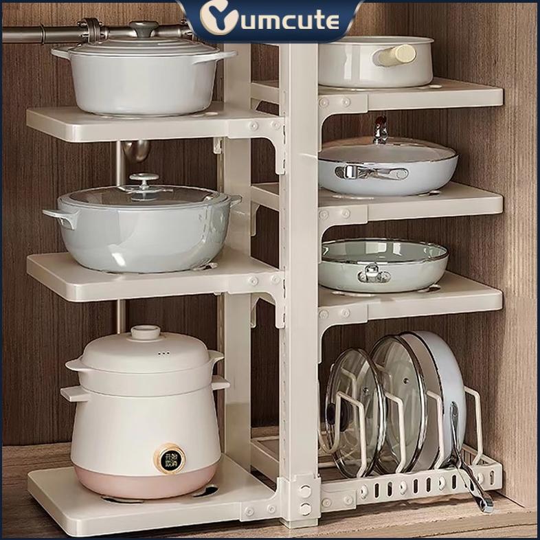 Rak Panci Dapur Multifungsi Rak Lauk Kompor Sudut Wastafel Kabinet Berlapis Piring Letakkan Rak Panc