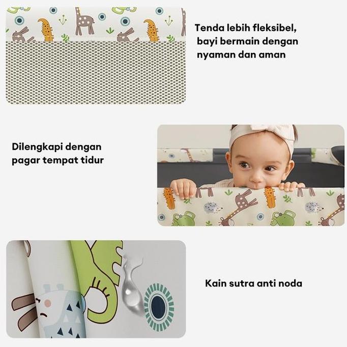 Urboydua3 - [Garansi 10 Tahun]Tempat Tidur Bayi Box Bayi Lipat Multifungsi Bisa Dilipat 6 In 1 Box  