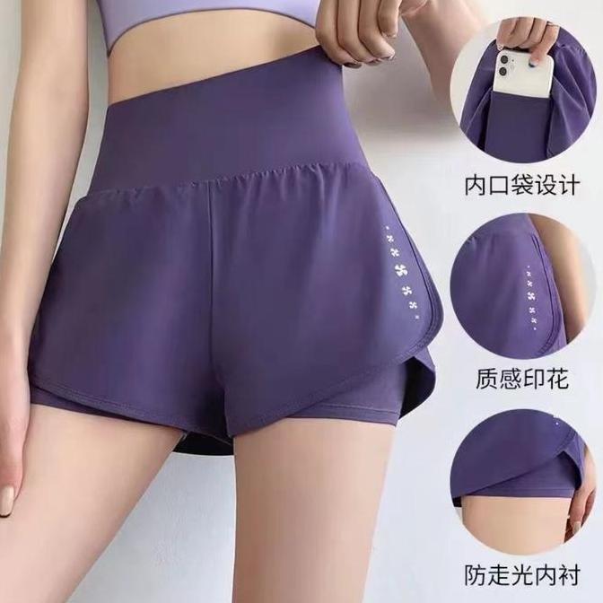 Lansungkirim- Celana Rok Short Yoga Celana Pendek Wanita Sport Jogging Sepeda Lari Zumba Senam Aerob