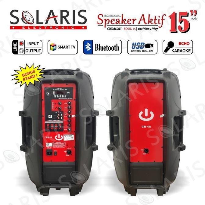 Promo Paket Komplit Speaker Aktif 15 Inch Bluetooth Crimson Soul 15 Cod