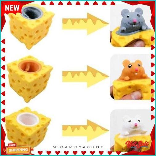 Sale Mainan Pop It Squishy Karet Silikon Keju Tikus / Mainan Squishy Tikus Keju Karet Silikon Pop It
