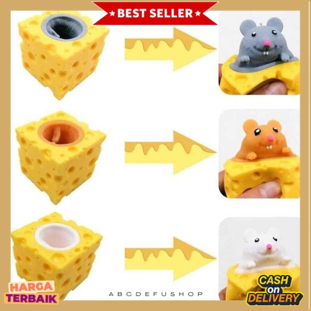Cuci Gudang Mainan Pop It Squishy Karet Silikon Keju Tikus / Mainan Squishy Tikus Keju Karet Silikon