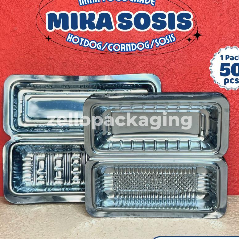 Tray Mika Sosis Besar Kecil Piscok Kemasan Roti Box Corndog Pisang Keju Lumer Isi 100 50