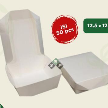 (50 Pcs) Ivory Lunch Box S / Paper Lunch Box Tebal Putih Uk S / Paper Lunch Box Ivory Laminasi / Ivo