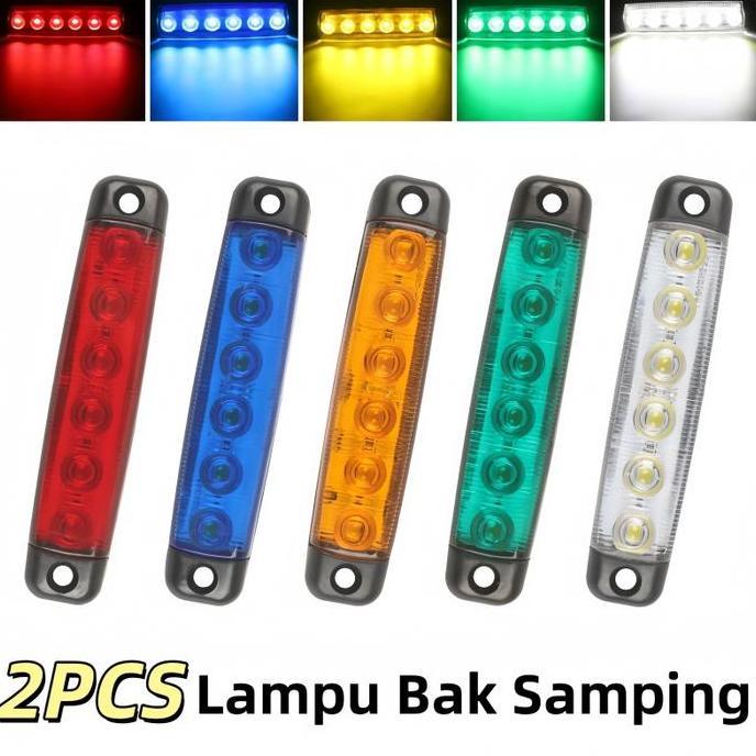 TACAAHA 2PCS Lampu Bak Samping 12/24V Marker Light Lampu Bak Truk 6Led SMD Anti Air Topi Kabin Truk 