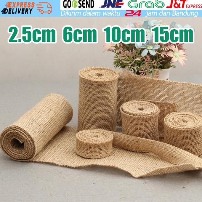 AYOBAKUL Jute Ribbon 2.5/6/10/15cm x 5m - Burlap Ribbon - Pita Goni Polos